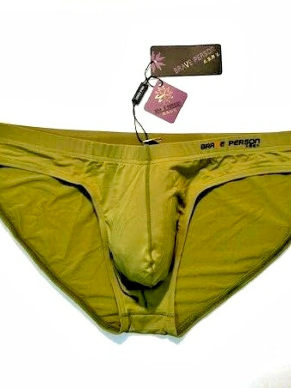 Brave Person Men's Swim Bikini Brief - Olive Green - Contoured Pouch (BP9791-OL)